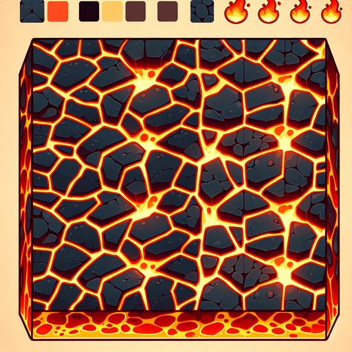 a cartoon lava floor. top-down view. tile-able so it can be repeated. no text..
Single Game Texture. In-Game asset. 2d. Blank background. High contrast. No shadows.