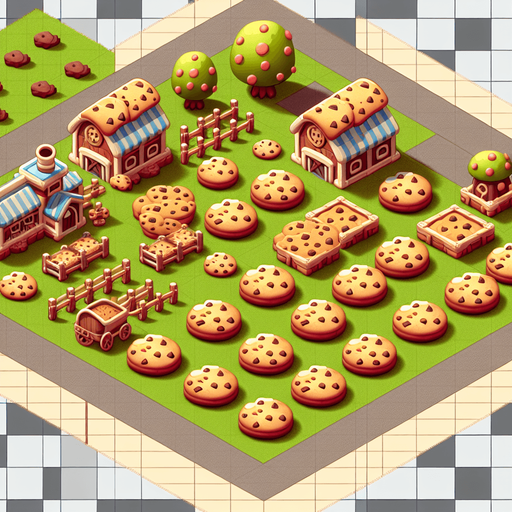 Farm from cookie clicker.
Single Game Texture. In-Game asset. 2d. Blank background. High contrast. No shadows.