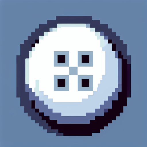 Genera un boton blanco en pixel art sin texto.
Single Game Texture.  In-Game asset.  2d.  Blank background.  High contrast.  No shadows