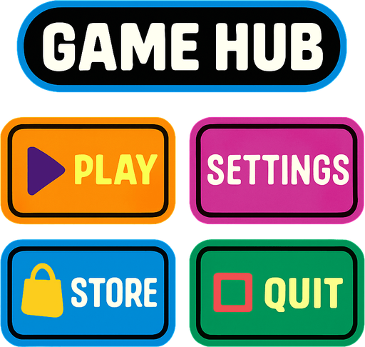 Game hub with a black background.
In-Game asset.  2d.  High contrast.  No shadows
