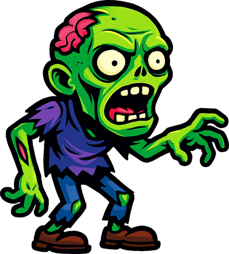 Zombie.
In-Game asset.  2d.  High contrast.  No shadows