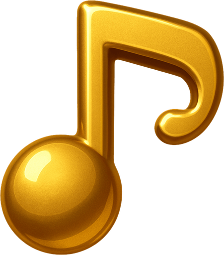gold musical note.
In-Game asset.  3d.  High contrast.  No shadows