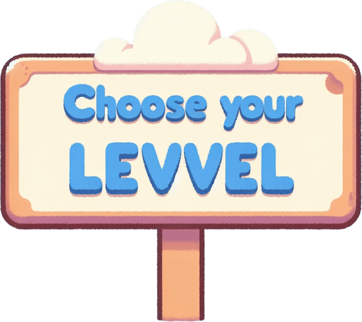 сделай надпись "выберите уровень", цвет должен быть нежный, небесный.
Single Game Texture. In-Game asset. 2d. Blank background. High contrast. No shadows.