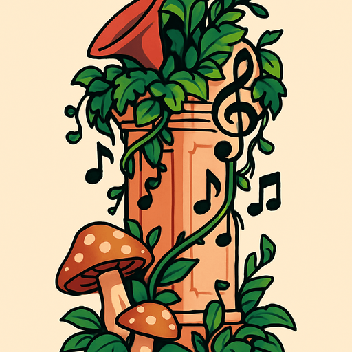 El pilar de una Sala de Conciertos Viviente.
In-Game asset.  2d.  High contrast.  No shadows