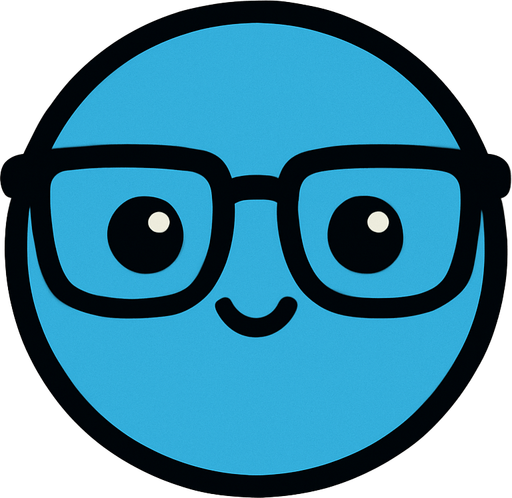 crea la imagen de una pelotita azul kawai con lentes y simple.
In-Game asset.  2d.  High contrast.  No shadows