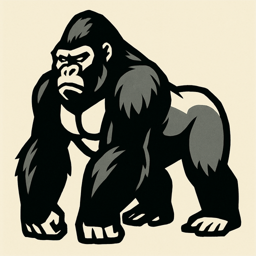 Silverback gorilla.
In-Game asset.  2d.  High contrast.  No shadows
