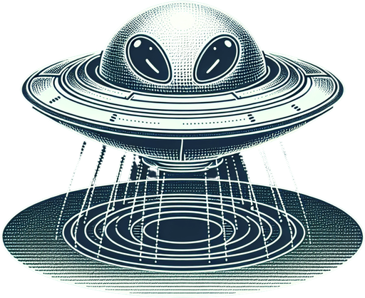 A small curious alien in a ufo..
Single Game Texture. In-Game asset. 2d. Blank background. High contrast. No shadows.