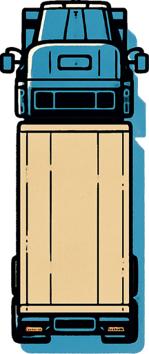 long haul truck seen from direct top.
In-Game asset.  2d.  High contrast.  No shadows