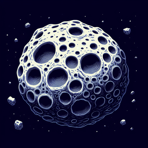 Um asteroide torto com crateras, 2d jogo, fundo png.
Asteroide torto