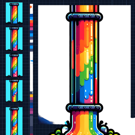 un unique tuyau  vertical couleur arc-en-ciel.
Single Game Texture.  In-Game asset.  2d.  Blank background.  High contrast.  No shadows