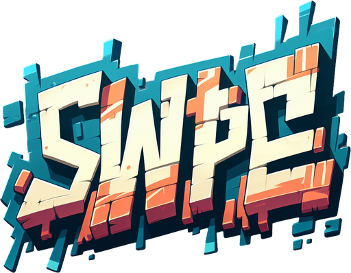 граффити слово Swipe.
Single Game Texture. In-Game asset. 2d. Blank background. High contrast. No shadows.