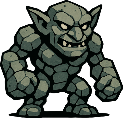 taş goblin.
In-Game asset.  2d.  High contrast.  No shadows