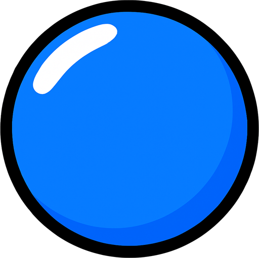 blue ball.
In-Game asset.  2d.  High contrast.  No shadows