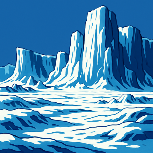 Gigantic ice tundra.
In-Game asset.  2d.  High contrast.  No shadows