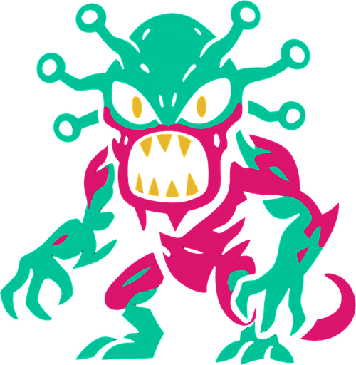 Alien monster.
In-Game asset.  2d.  High contrast.  No shadows