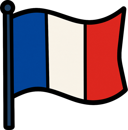 Fransa bayrağı.
In-Game asset.  2d.  High contrast.  No shadows