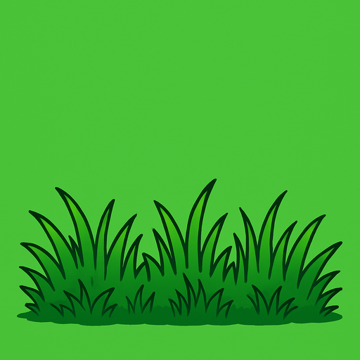 Makeup green colour background in the background and grass.
In-Game asset.  2d.  High contrast.  No shadows
