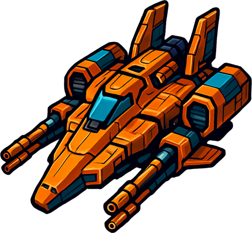 uzay savaş gemisi.
In-Game asset.  2d.  High contrast.  No shadows