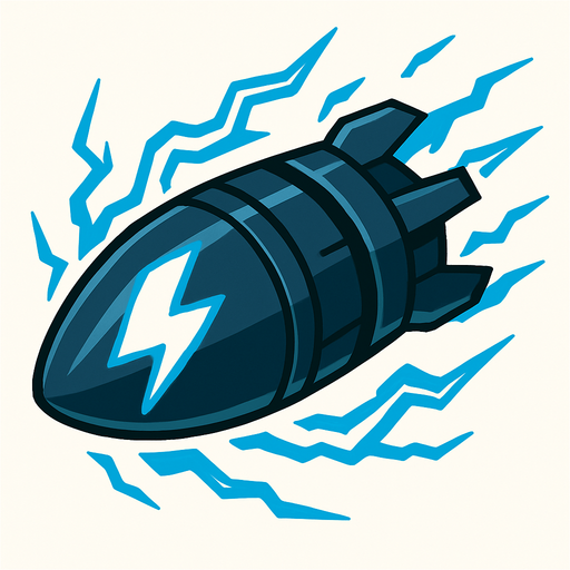 Bala electrica futurista.
In-Game asset.  2d.  High contrast.  No shadows