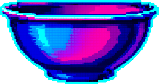 A large kitchen mixing bowl. Side view.