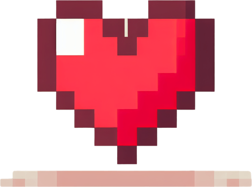 pixelated heart.
Single Game Texture.  In-Game asset.  2d.  Blank background.  High contrast.  No shadows