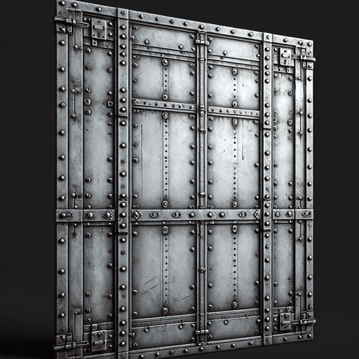 Metal door.
Single Game Texture.  In-Game asset.  2d.  Blank background.  High contrast.  No shadows