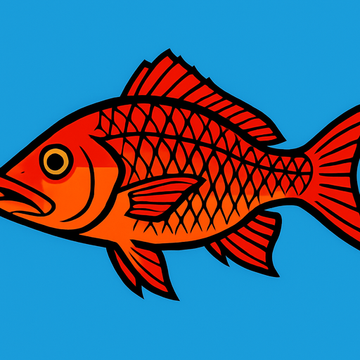 horizontal image Snapper fish.
In-Game asset.  2d.  High contrast.  No shadows