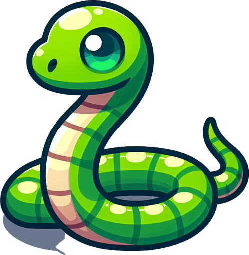 2d snake.
Single Game Texture. In-Game asset. 2d. Blank background. High contrast. No shadows.