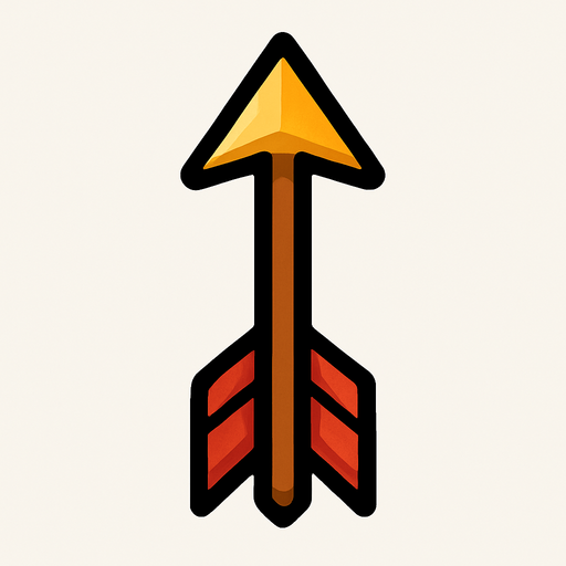 חץ של קשת פונה כלפי מעלה.
In-Game asset.  2d.  High contrast.  No shadows