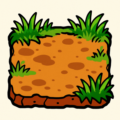 Suelo con tierra y cesped.
In-Game asset.  2d.  High contrast.  No shadows