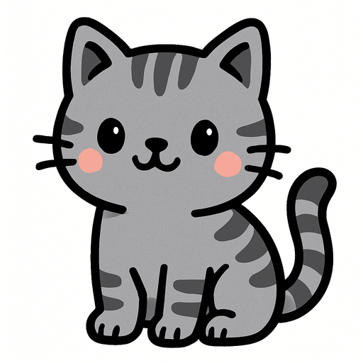 gri tatlı bir kedi.
In-Game asset.  2d.  High contrast.  No shadows