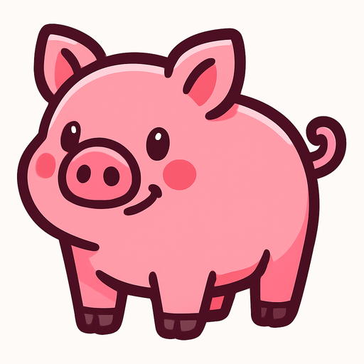 tatlı bir pembe domuz.
In-Game asset.  2d.  High contrast.  No shadows