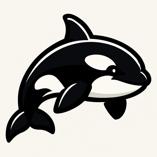 A big Black and White Orca.
In-Game asset.  2d.  High contrast.  No shadows