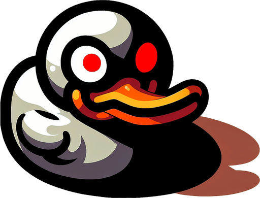 an evil rubber duck.
Single Game Texture. In-Game asset. 2d. Blank background. High contrast. No shadows. 8bit