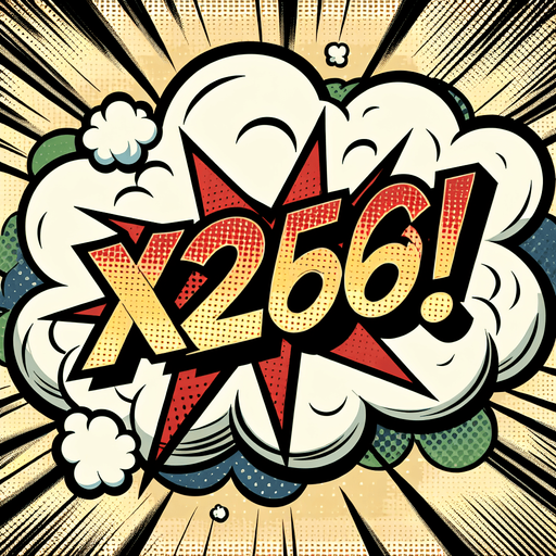text popup "x256!".
comic style