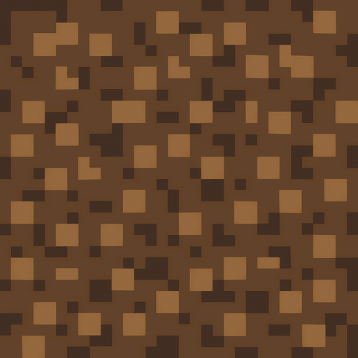 Make a 2D top-down pixelated flat image of Dirt.
In-Game asset.  2d.  High contrast.  No shadows
