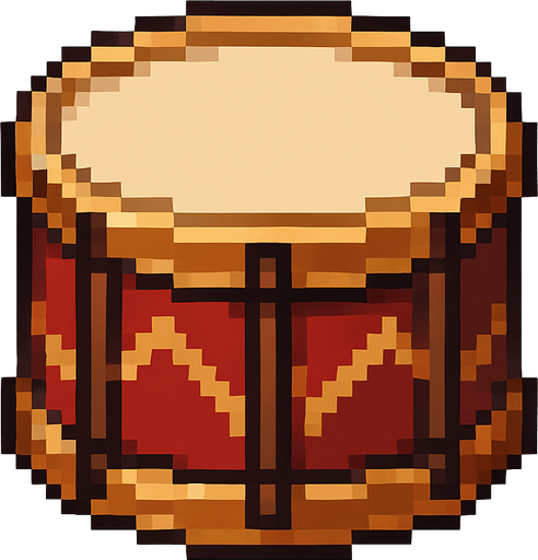 Drum 2d pixelart.
In-Game asset.  2d.  no drums