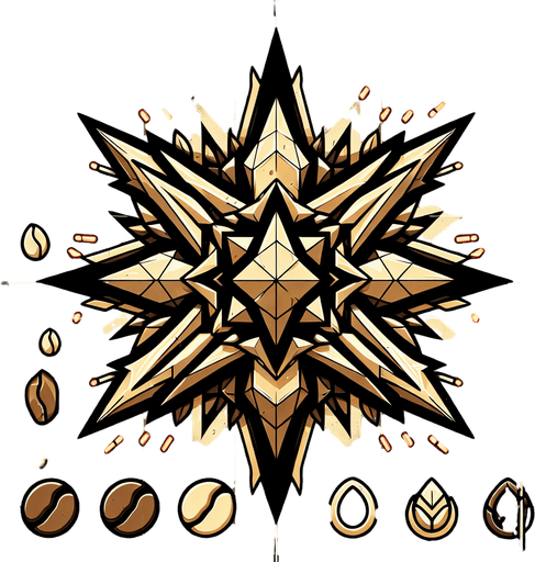 Spike with 8 points. Themed like coffee..
Single Game Texture. In-Game asset. 2d. Blank background. High contrast. No shadows.