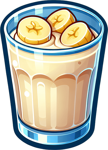 A nice glass of banana milkshake.
Single Game Texture. In-Game asset. 2d. Blank background. High contrast. No shadows.