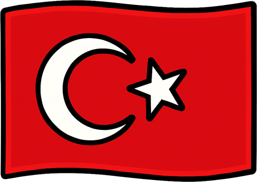 Türkiye bayrağı.
In-Game asset.  2d.  High contrast.  No shadows