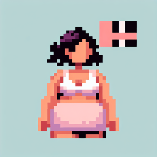 a pixelated fat lady.
Single Game Texture. In-Game asset. 2d. Blank background. High contrast. No shadows.