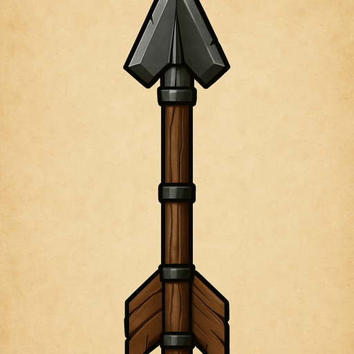 big balista arrow  vertical imagw.
In-Game asset.  2d.  High contrast.  No shadows