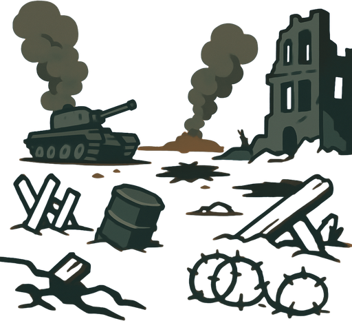 Background war.
In-Game asset.  2d.  No shadows