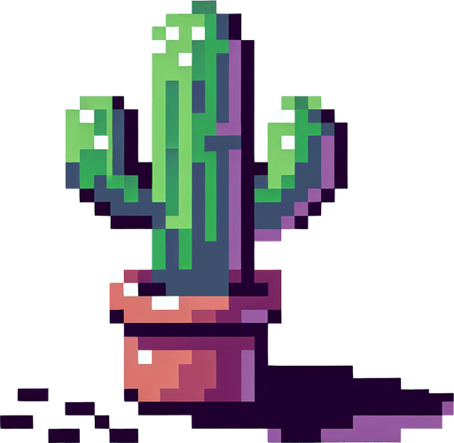 pixel art cactus.
Single Game Texture. In-Game asset. 2d. Blank background. High contrast. No shadows.