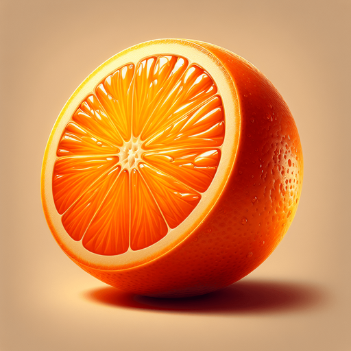 orange fruit double cut.
Single Game Texture.  In-Game asset.  2d.  Blank background.  High contrast.  No shadows