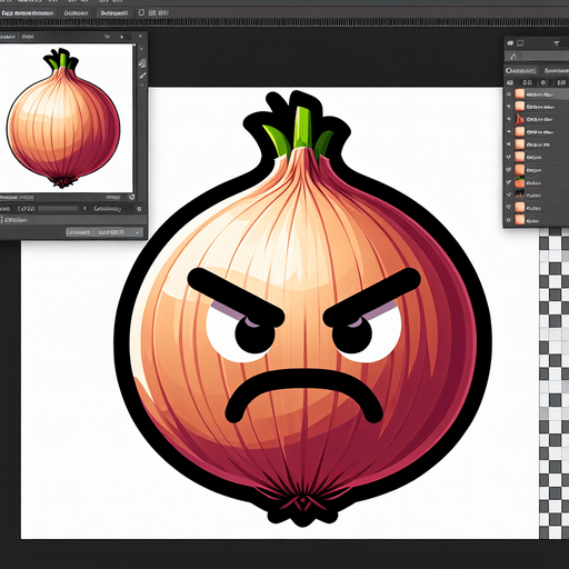 An angry-looking onion.
Single Game Texture. In-Game asset. 2d. Blank background. High contrast. No shadows.