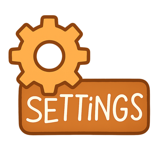 Settings button. No background. Transparent background. Blank background. No shadows. 2d. In-Game asset. flat