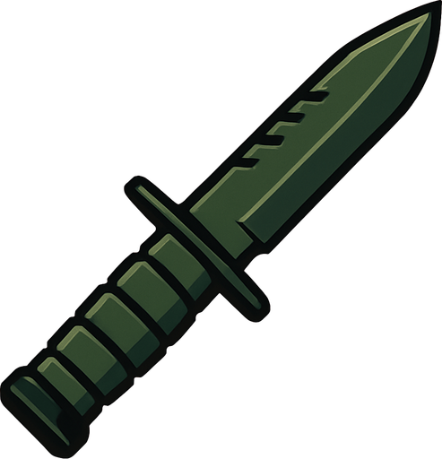 military knife.
In-Game asset.  2d.  High contrast.  No shadows. miltary knife