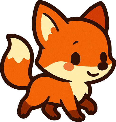 Cute, tiny, sweet, fox, walking.
In-Game asset.  2d.  High contrast.  No shadows