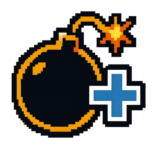 powerup icon for an additional charge of a bomb, retro arcade game.
In-Game asset.  2d.  High contrast.  No shadows